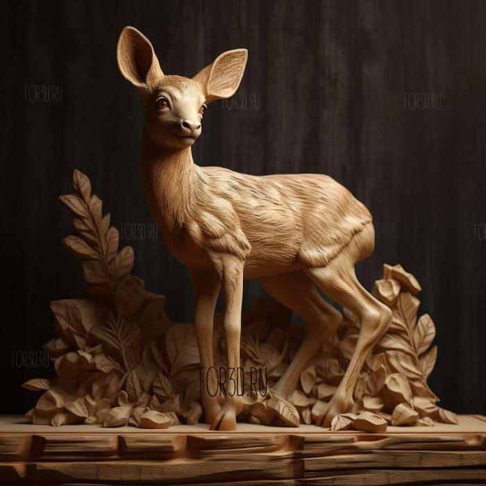 Baby deer from Bambi 4 stl model for CNC